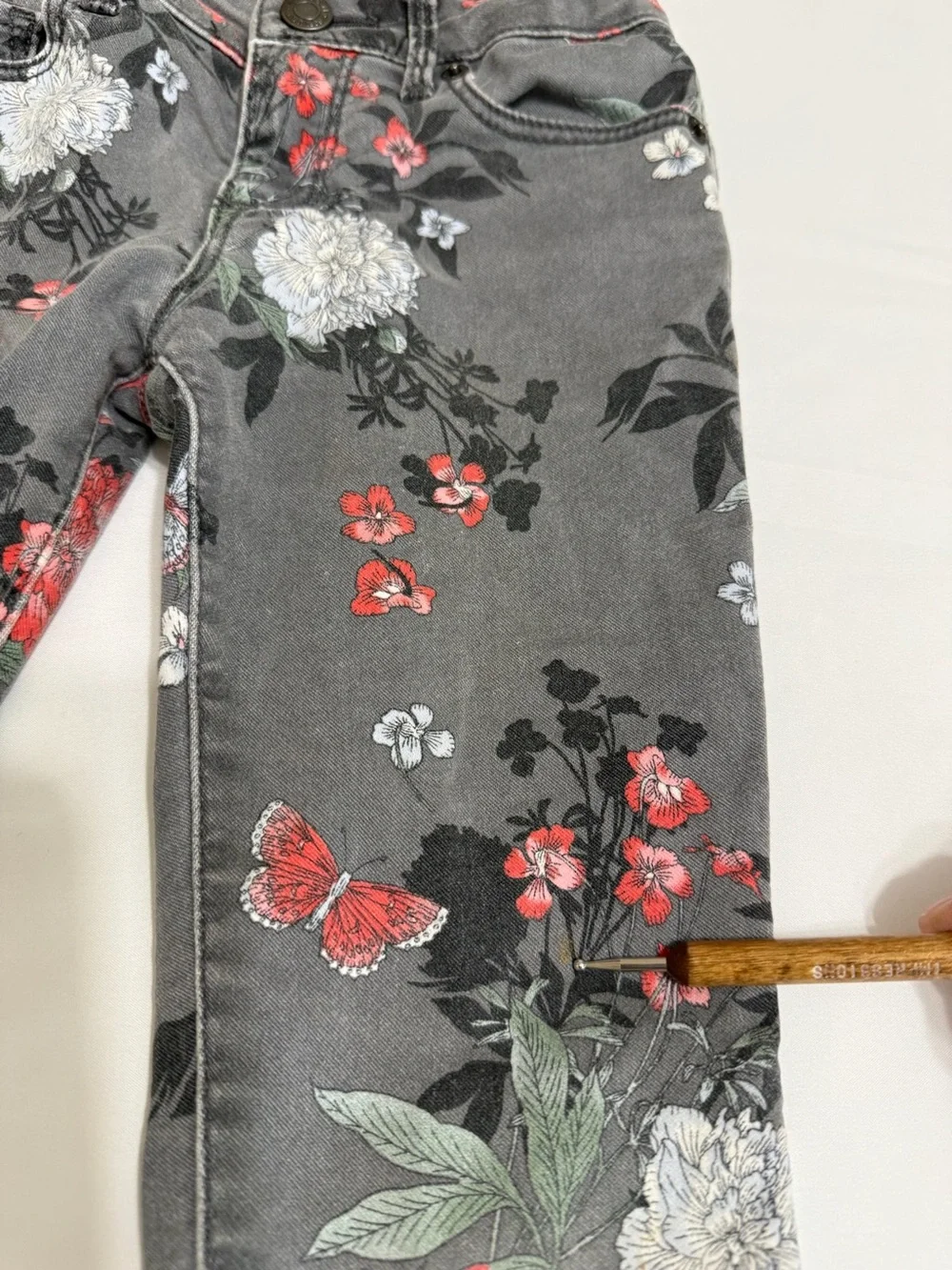 GAP Denim Girls Floral Butterfly Super Skinny Stretch Jeans Print Size 6 Regular